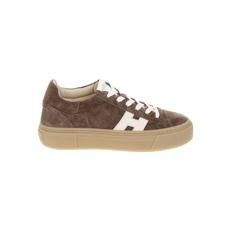 Hogan scarpa donna crosswind in camoscio marrone e pelle bianca
