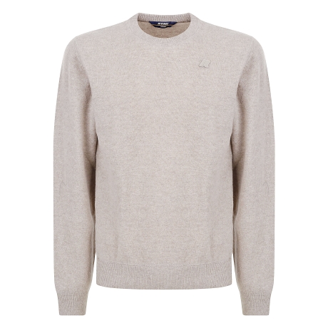 Kway maglia girocollo uomo in lana cashmere beige