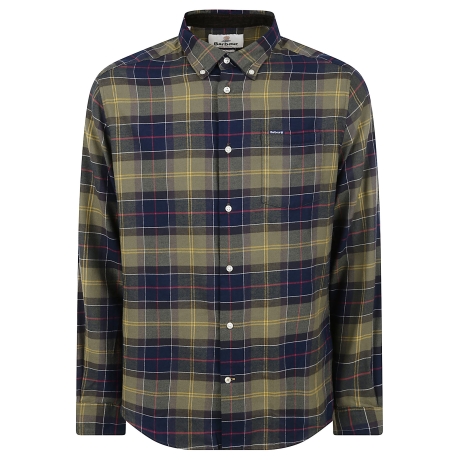 Barbour camicia tartan uomo in cotone verde e blu