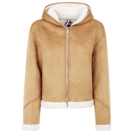 Colmar giacca donna in montone con cappuccio beige