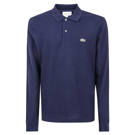 Lacoste polo uomo maniche lunghe in piqué blu
