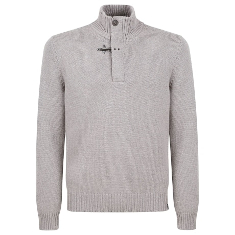 Fay maglia uomo mezza zip in lana tortora