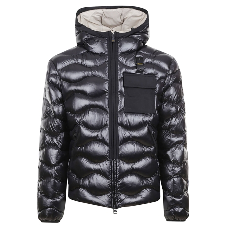 Blauer giubbotto uomo ad onde con taschino nero