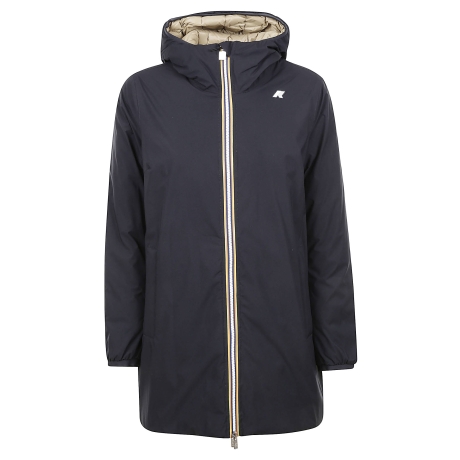Kway giubbotto lungo sophie donna reversibile blu e beige