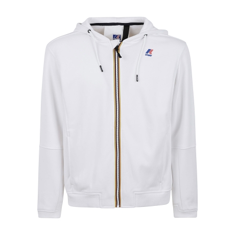 Kway felpa uomo con cappuccio in pile e cotone bianco