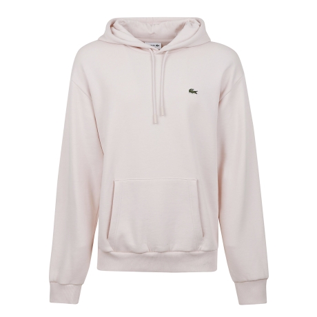 Lacoste felpa uomo con cappuccio in cotone felpato rosa