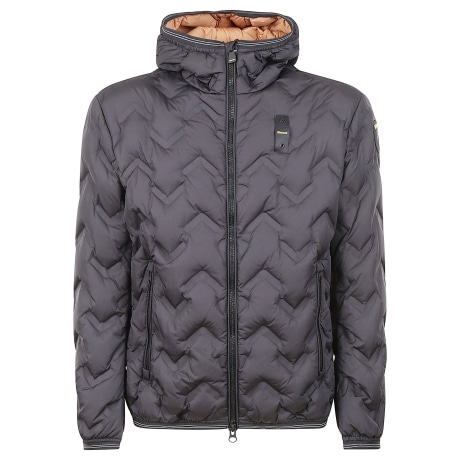 Blauer giubbotto corto trapuntato in nylon nero