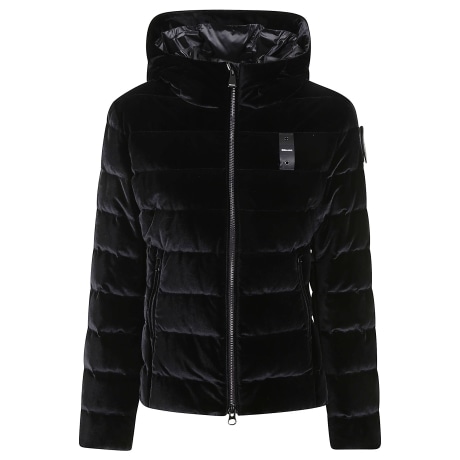 Blauer piumino donna in velluto lucido nero