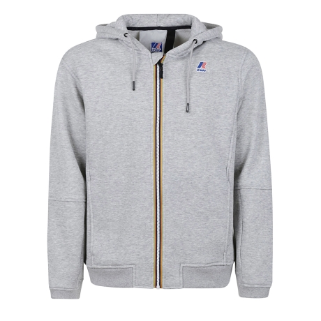 Kway felpa uomo con cappuccio in pile e cotone grigio
