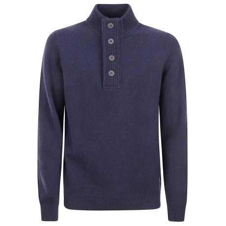 Barbour maglia uomo mezza zip e con toppe sui gomiti blu