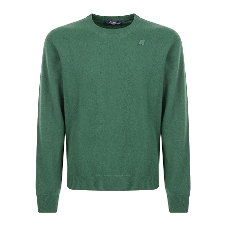 Kway maglia girocollo uomo in lana cashmere verde