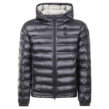 Blauer giubbotto uomo basic con cappuccio e polsi elasticizzati in nylon nero