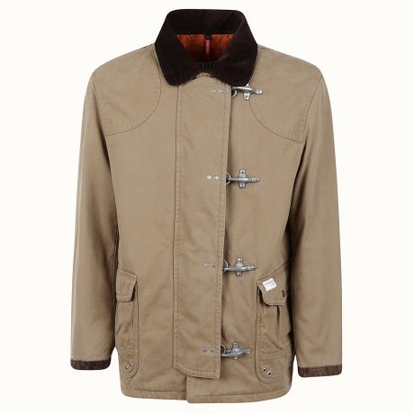 Fay giubbino uomo chiusura ganci e colletto in velluto beige