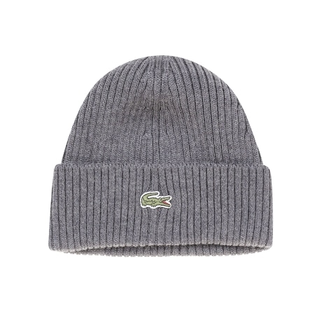 Lacoste cappello uomo a coste in lana spazzolata grigio