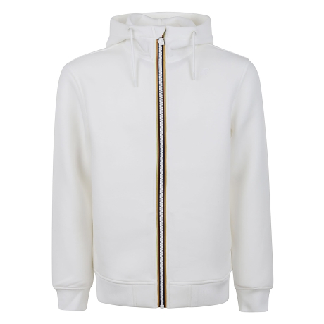 Kway felpa uomo con cappuccio in neoprene bianco