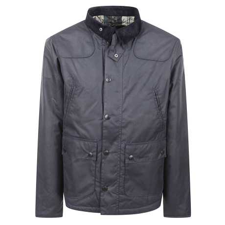 Barbour giacca uomo reelin in cotone cerato blu
