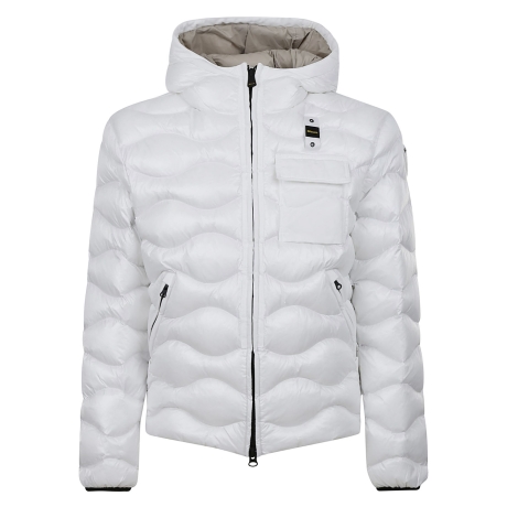 Blauer giubbotto uomo ad onde con taschino bianco