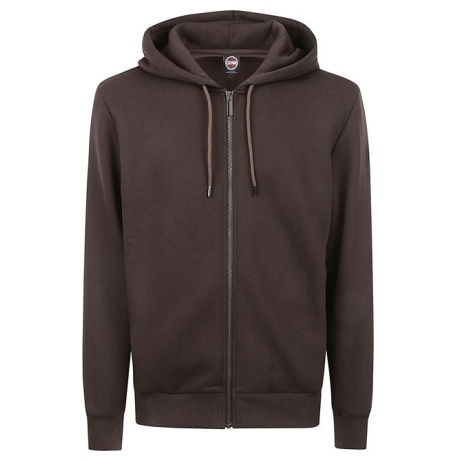 Colmar felpa uomo in cotone con cappuccio e zip marrone