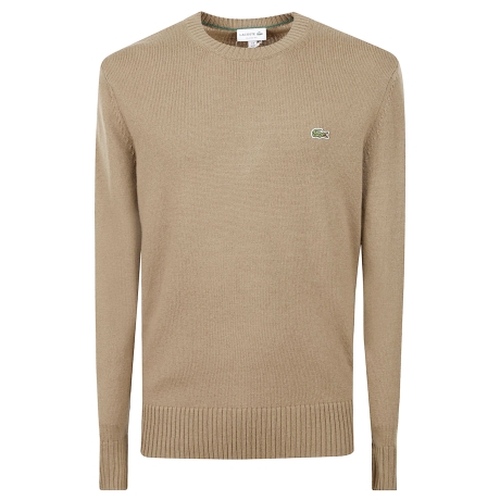 Lacoste maglia girocollo uomo in lana beige
